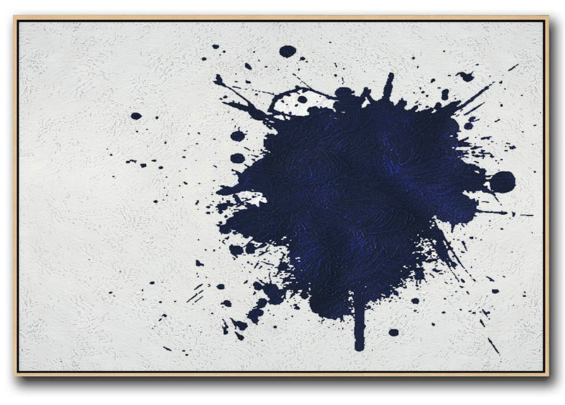Extra Large 72" Acrylic Painting,Horizontal Navy Painting Abstract Minimalist Art On Canvas,Personalized Canvas Art